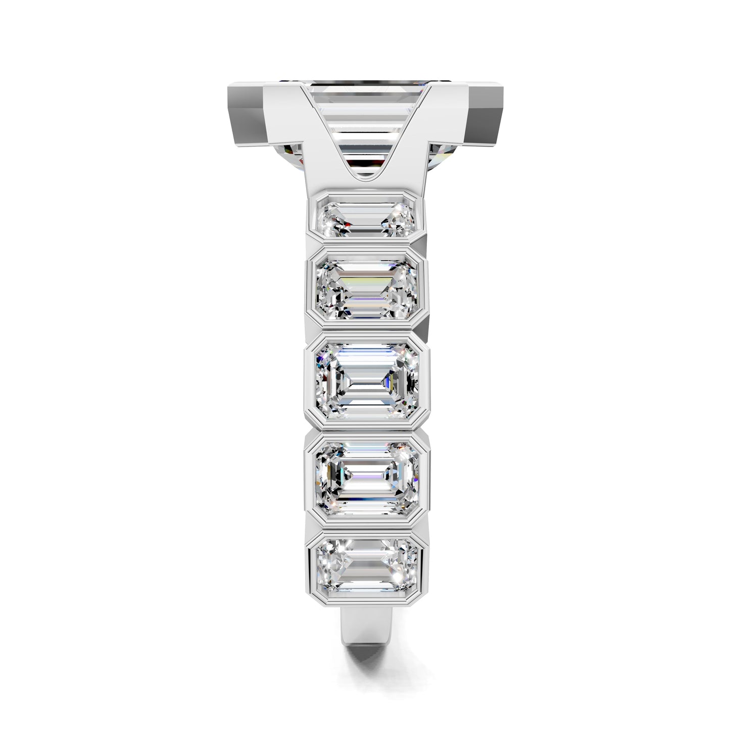 Lindsay Eternity Engagement Ring – 3ct Emerald Cut Lab Grown Diamond