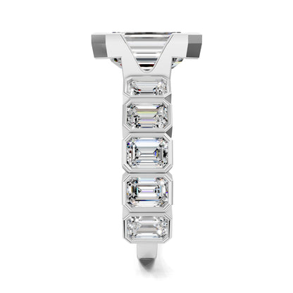 Lindsay Eternity Engagement Ring – 3ct Emerald Cut Lab Grown Diamond