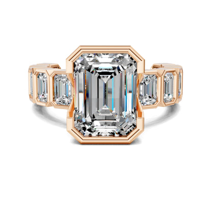 Lindsay Eternity Engagement Ring – 3ct Emerald Cut Lab Grown Diamond