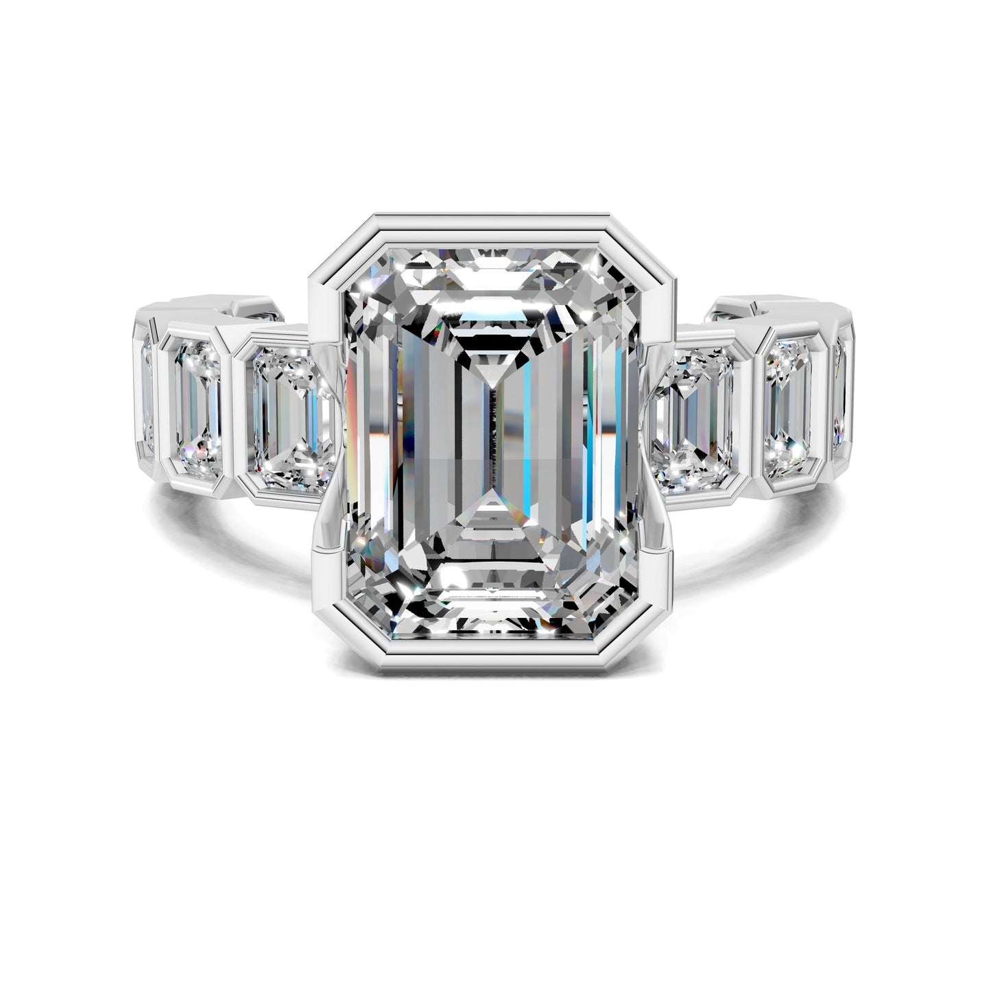 Lindsay Eternity Engagement Ring – 3ct Emerald Cut Lab Grown Diamond