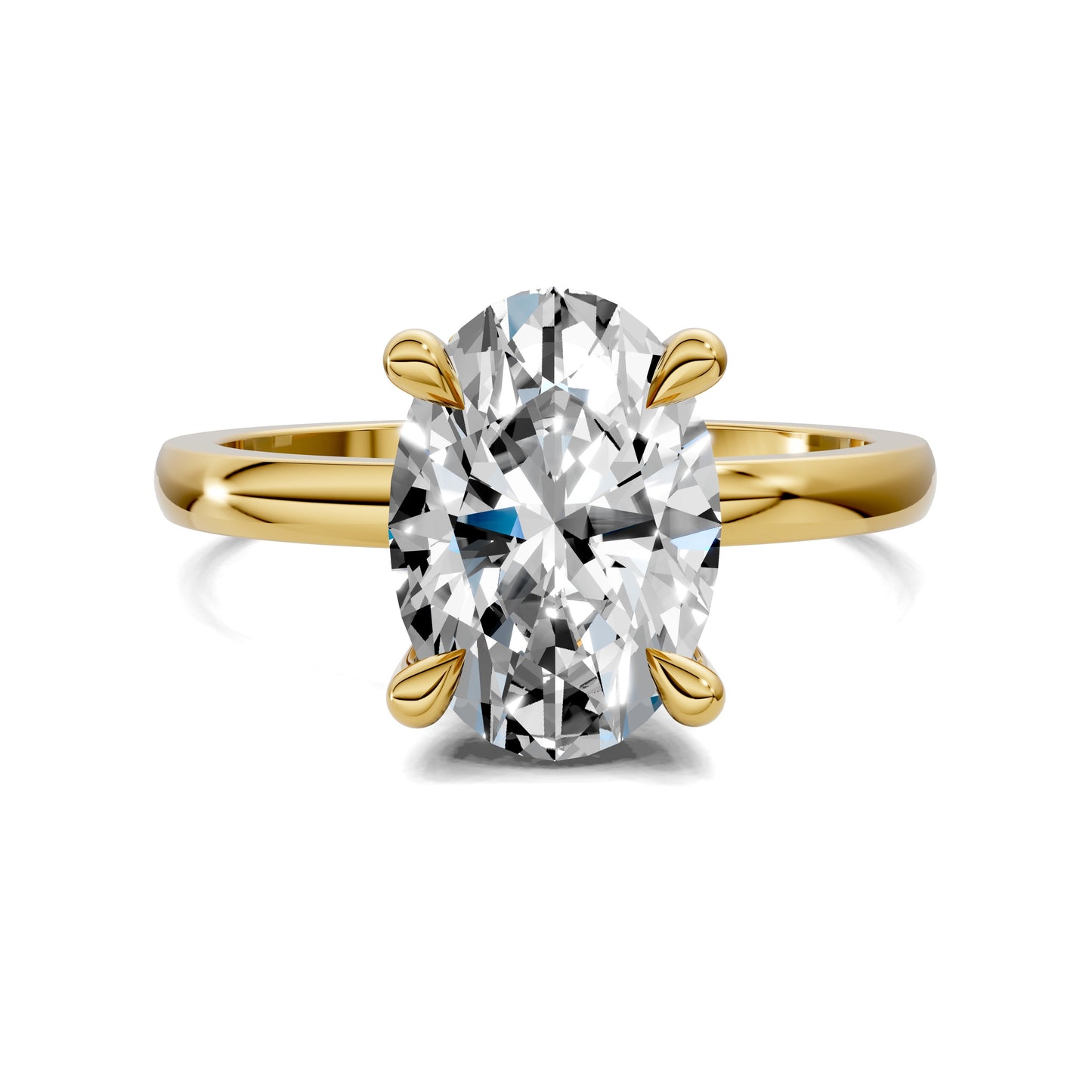 2.5 carat lab grown diamond engagement ring oval cut hidden halo in gold by Opes & Co