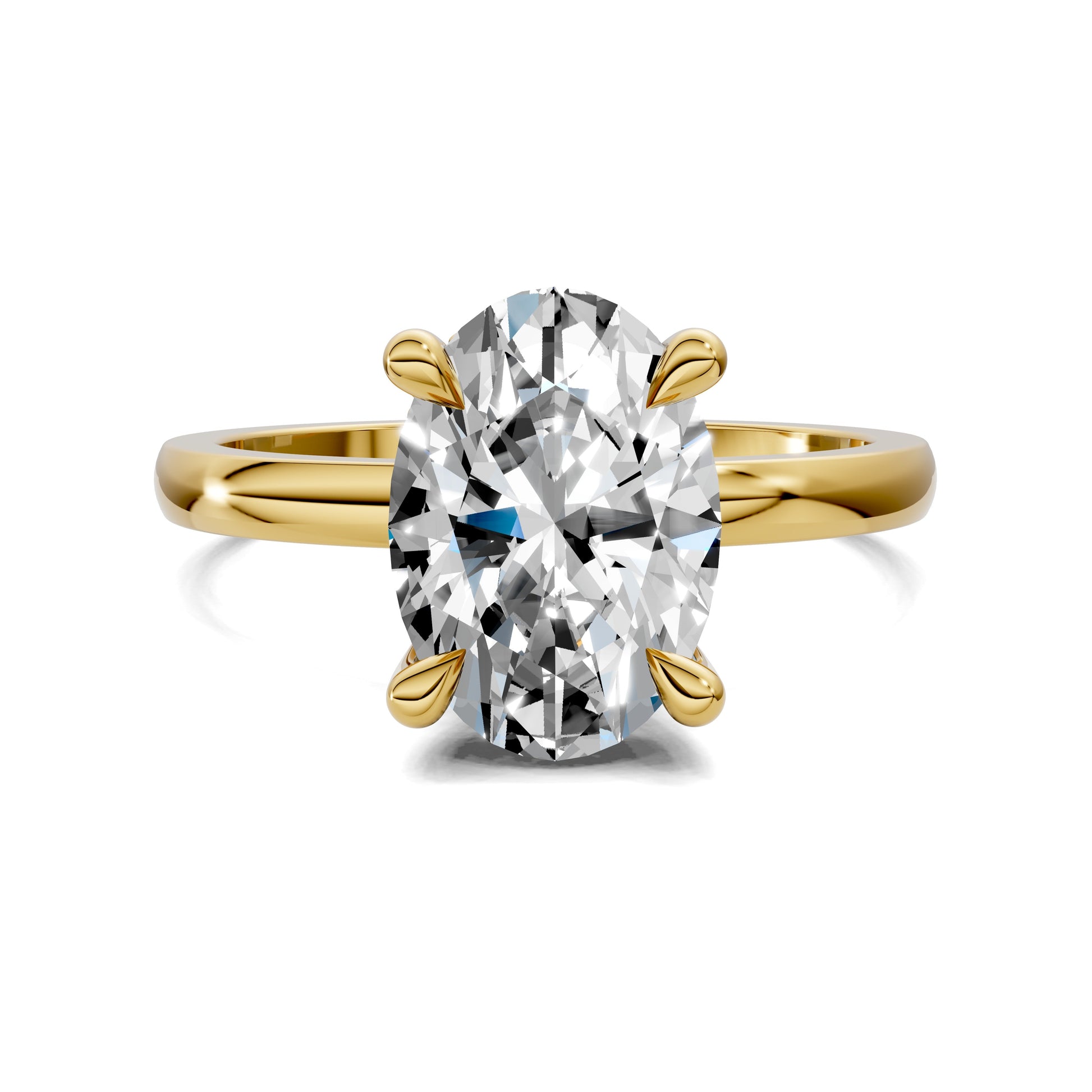 2.5 carat lab grown diamond engagement ring oval cut hidden halo in gold by Opes & Co