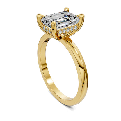 April Hidden Halo Engagement Ring – 2.5ct Emerald Cut Lab Grown Diamond