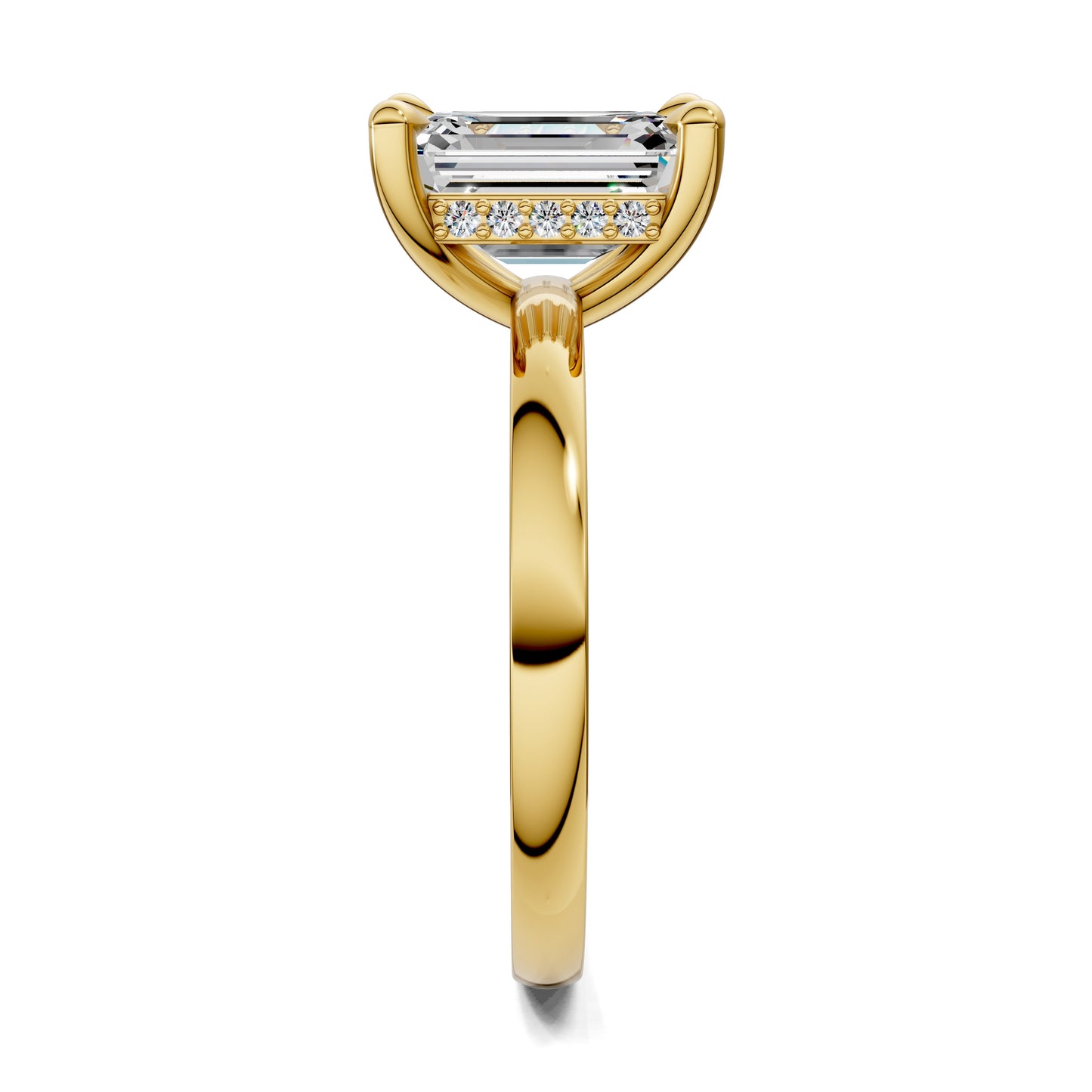 April Hidden Halo Engagement Ring – 2.5ct Emerald Cut Lab Grown Diamond