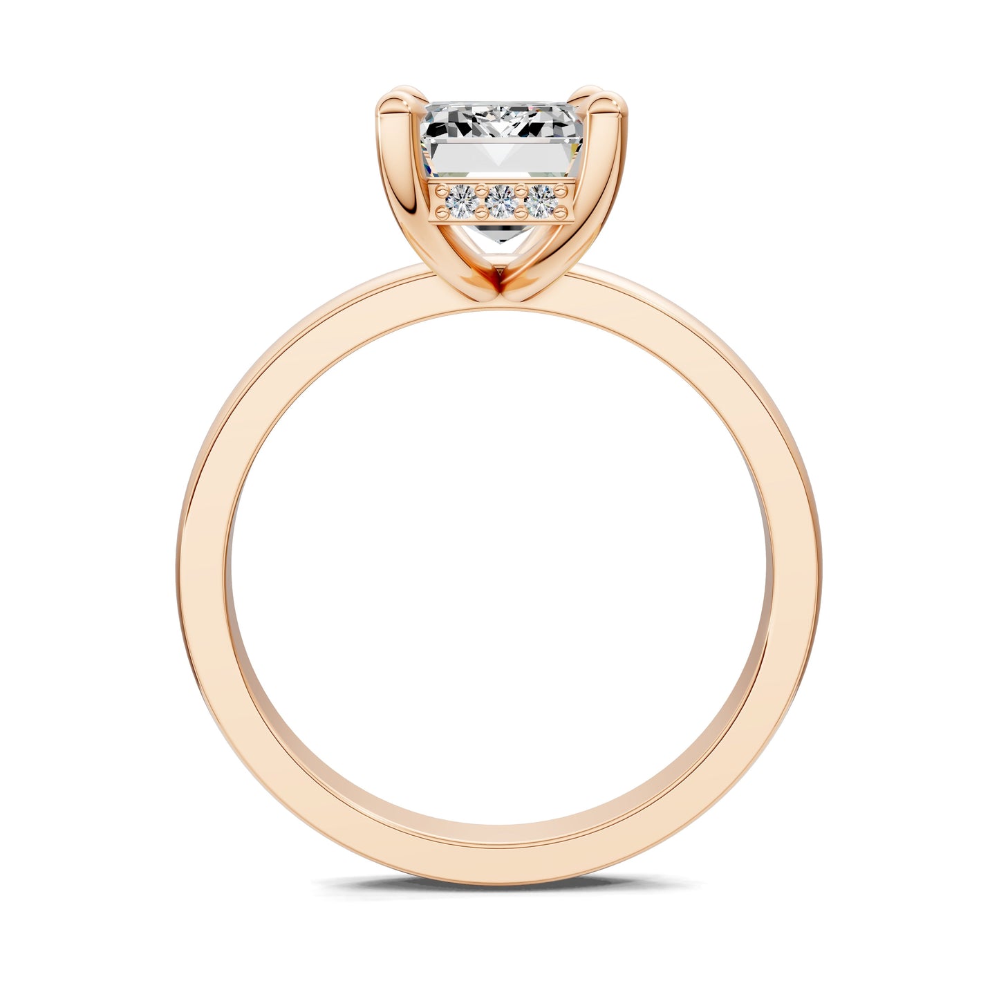 April Hidden Halo Engagement Ring – 2.5ct Emerald Cut Lab Grown Diamond