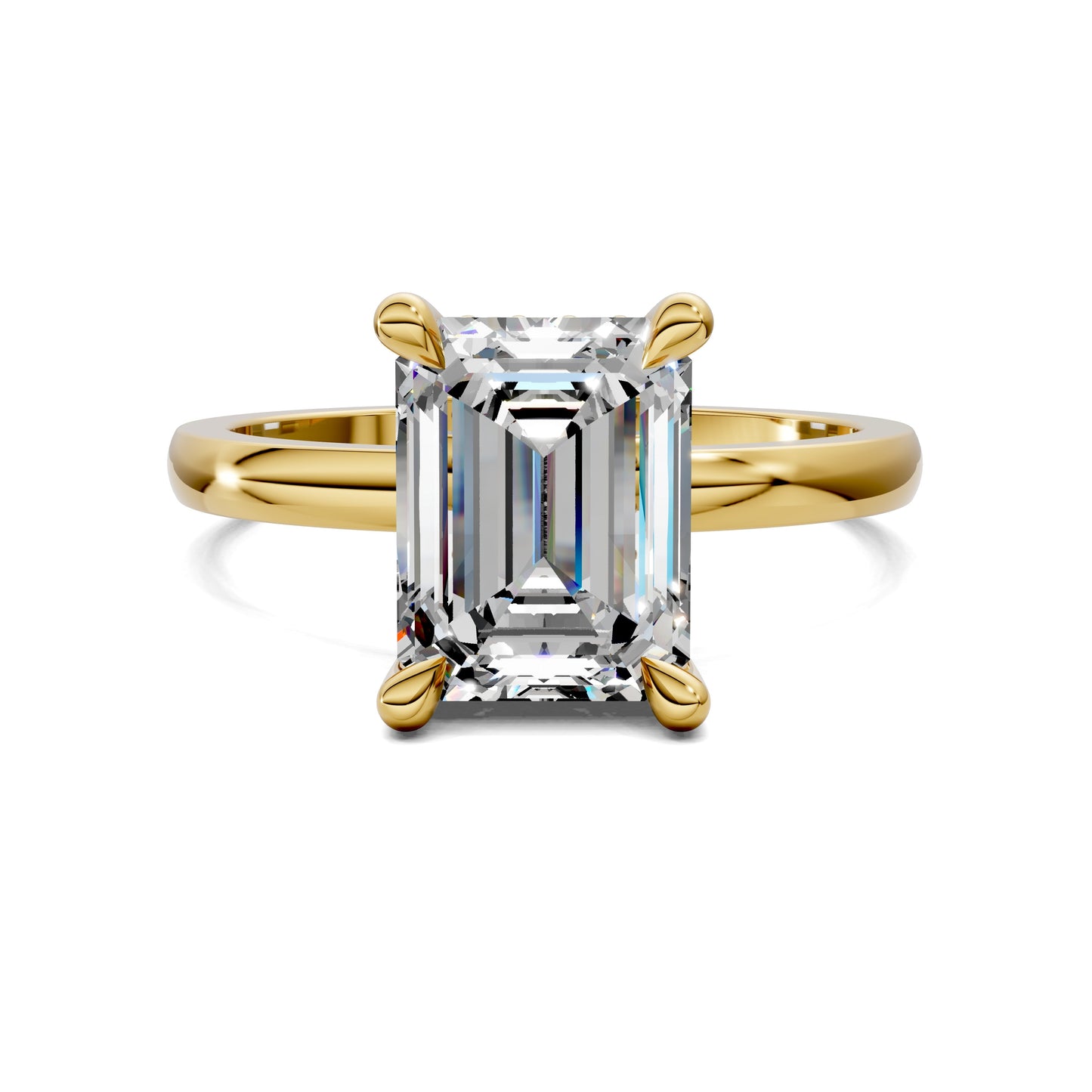 April Hidden Halo Engagement Ring – 2.5ct Emerald Cut Lab Grown Diamond