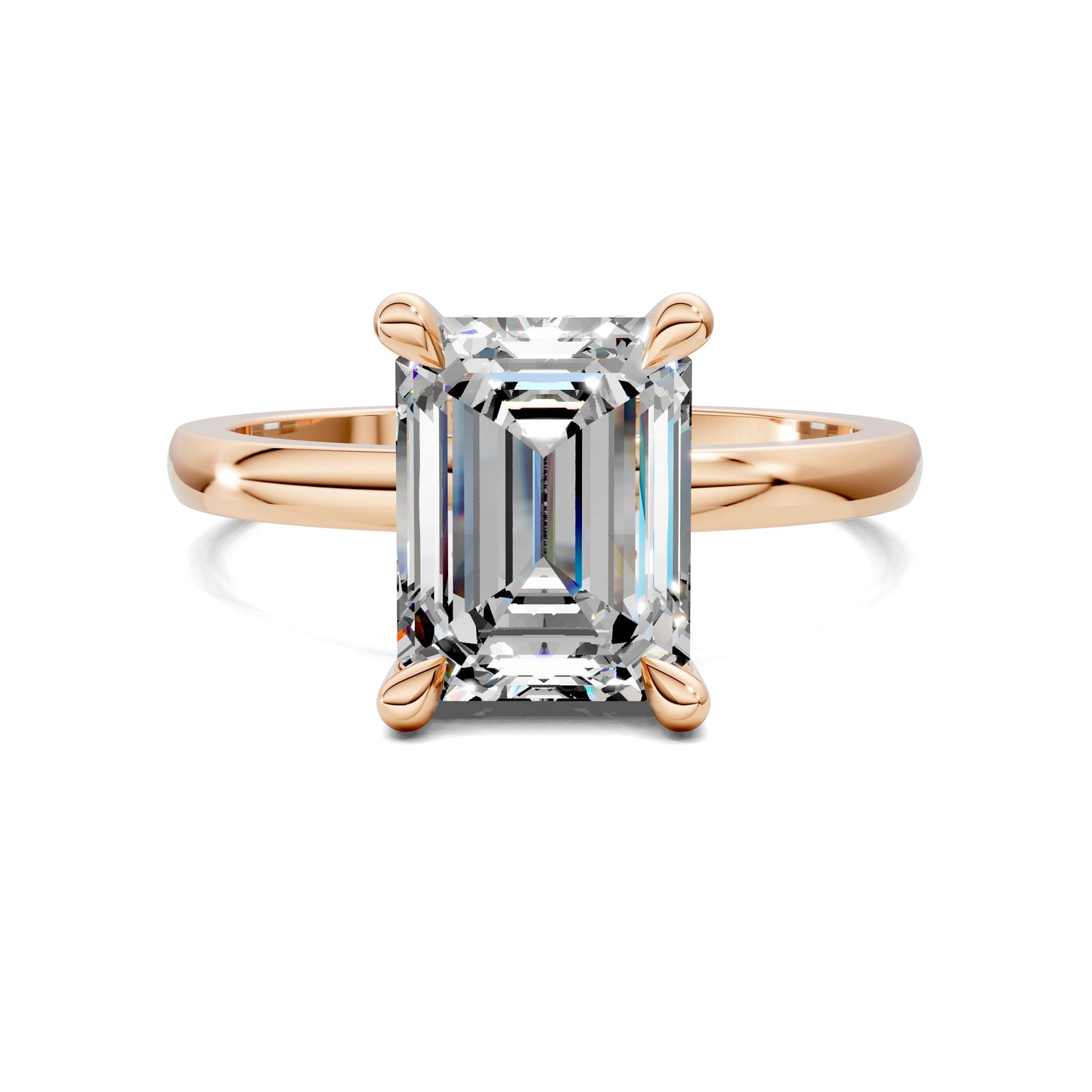 April Hidden Halo Engagement Ring – 2.5ct Emerald Cut Lab Grown Diamond