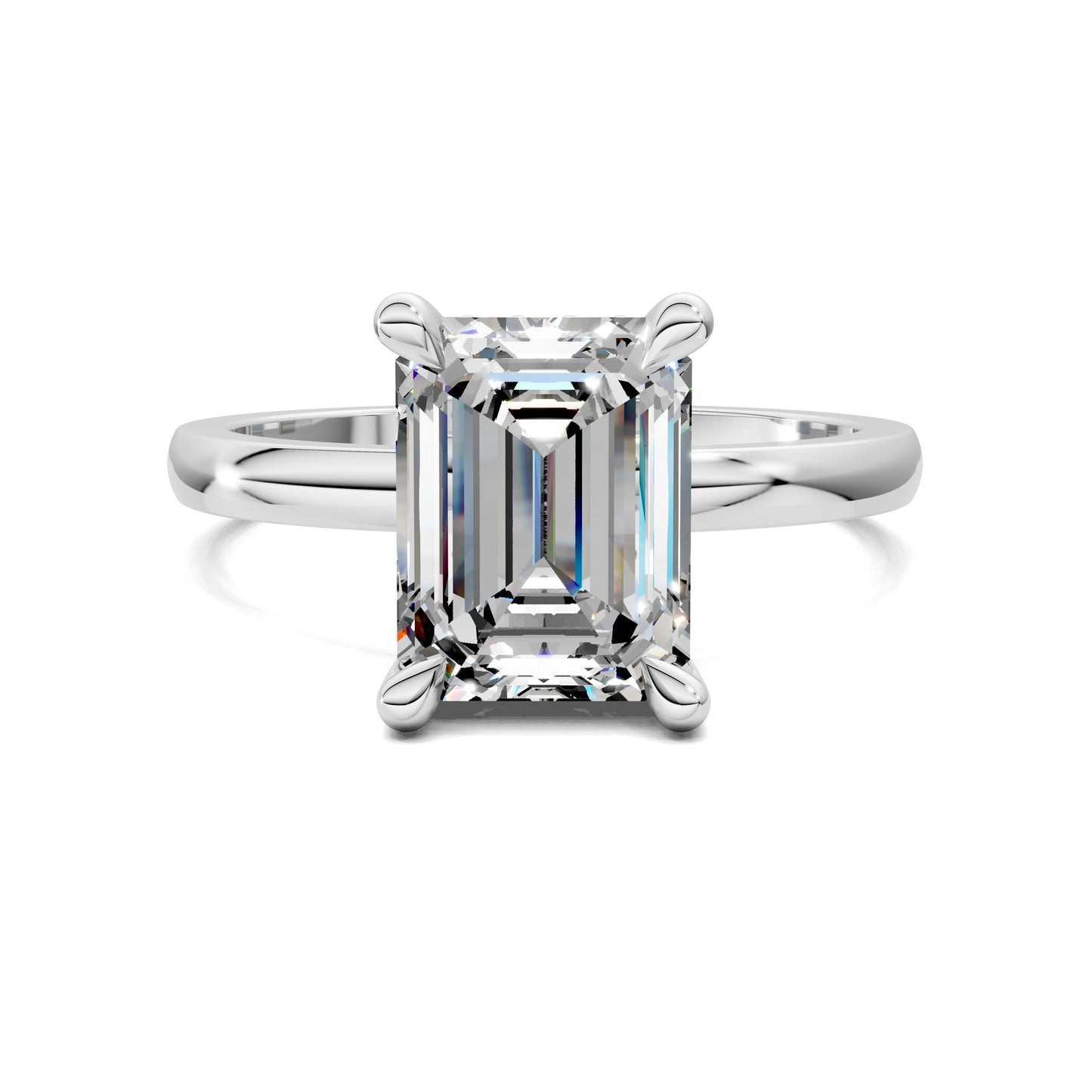 2.5 carat lab grown diamond engagement ring emerald cut hidden halo in gold by Opes & Co