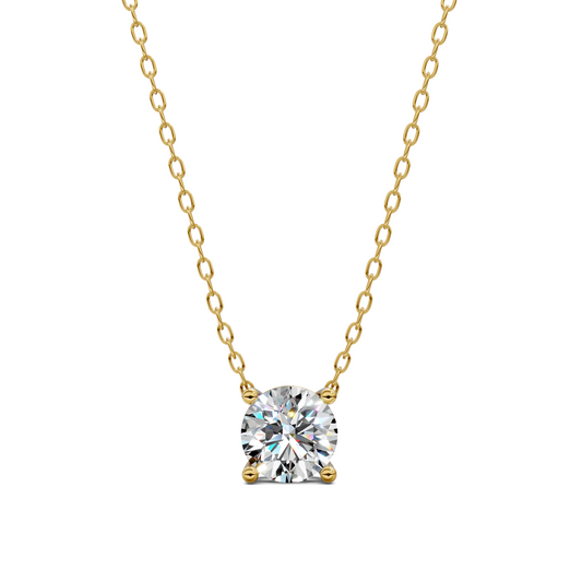 1 carat floating solitaire diamond necklace with lab grown diamonds in gold by Opes & Co