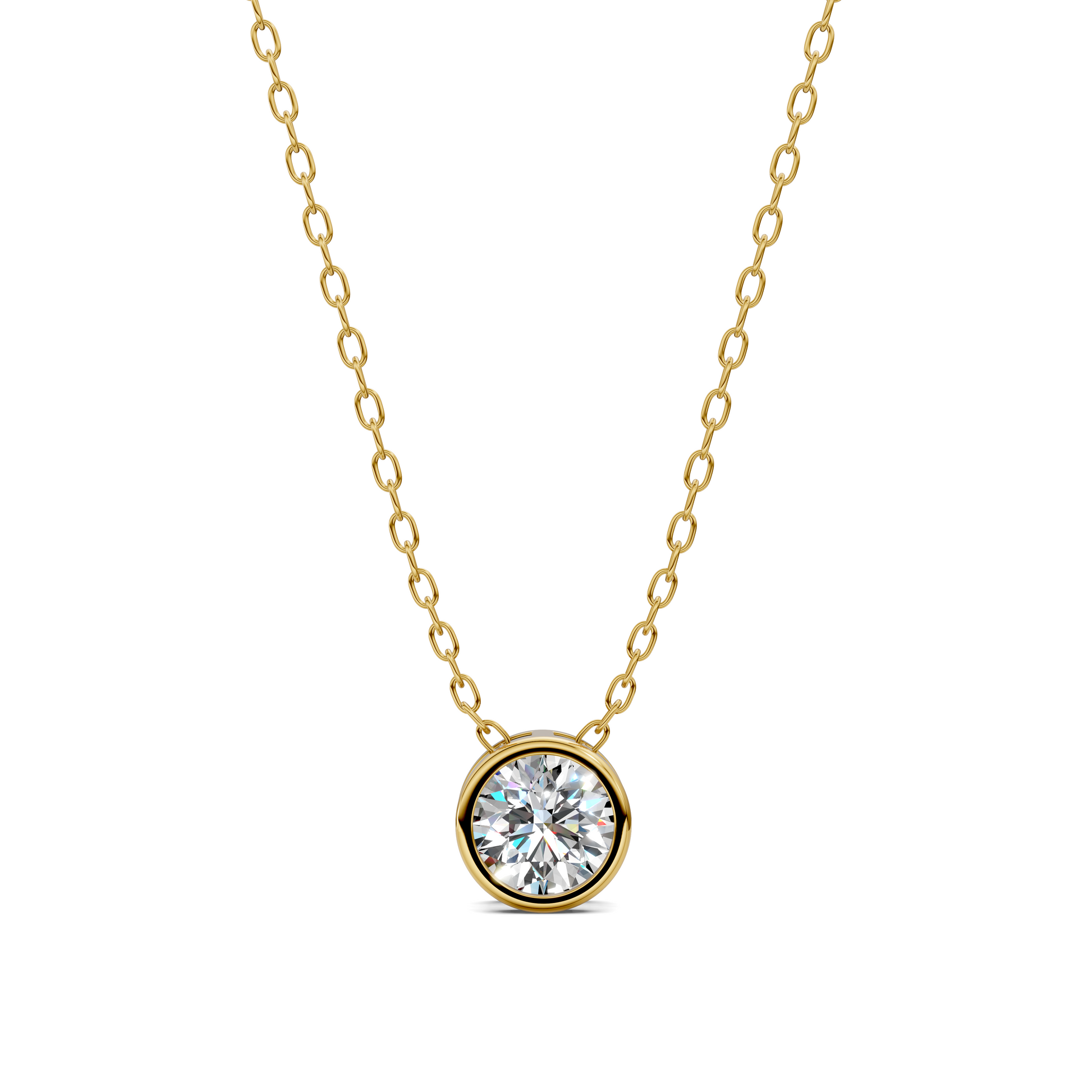 1 carat bezel solitaire diamond necklace with lab grown diamonds in gold by Opes & Co