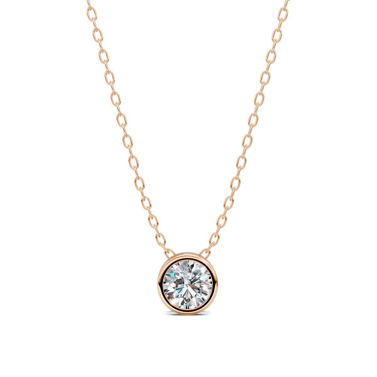 Bezel Solitaire Diamond Necklace