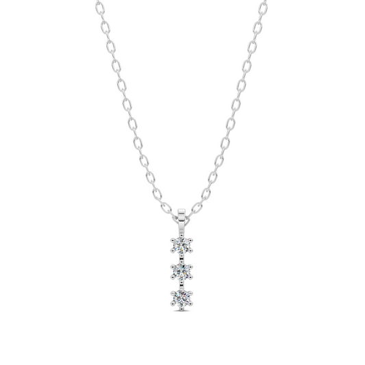 0.20 carat three stone diamond journey pendant necklace with lab grown diamonds in gold by Opes & Co