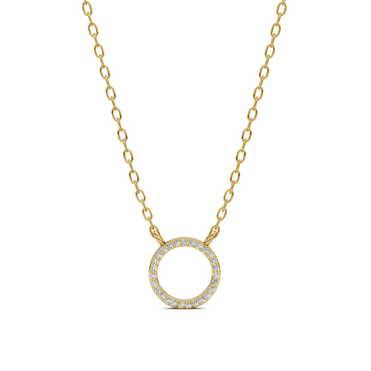 0.10 carat pavé diamond circle pendant necklace with lab grown diamonds in gold by Opes & Co