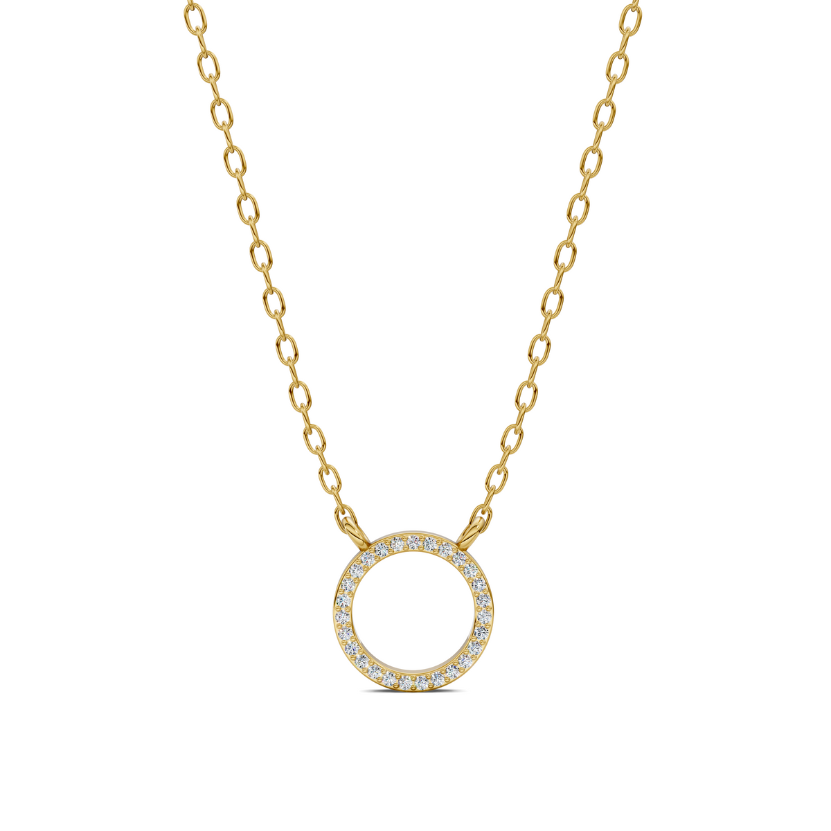 Pavé Diamond Circle Pendant Necklace