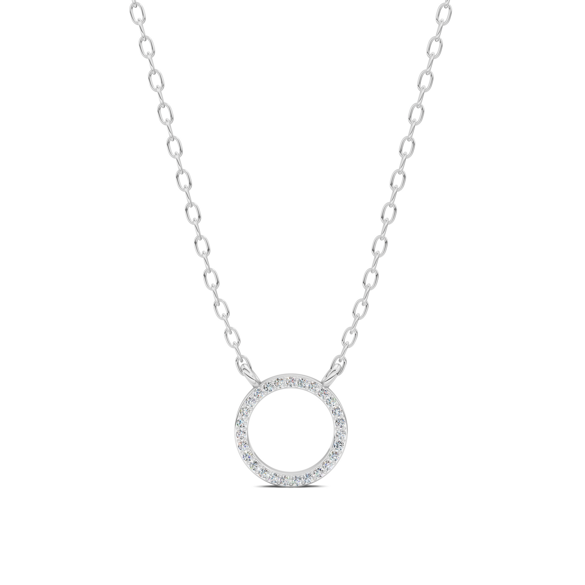 Pavé Diamond Circle Pendant Necklace