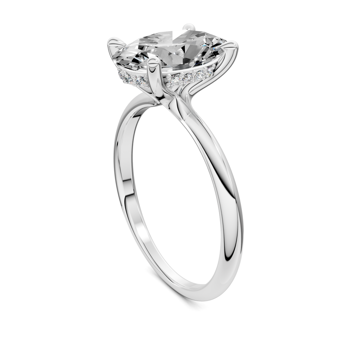 Opes hidden halo ring with oval-cut center stone and pavé accents