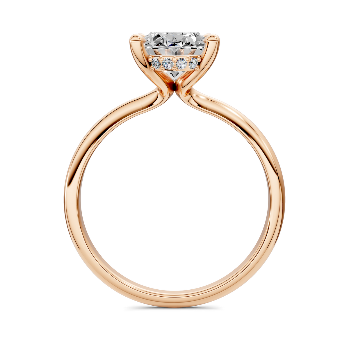 Opes lightweight hidden halo ring in yellow gold with round center stone