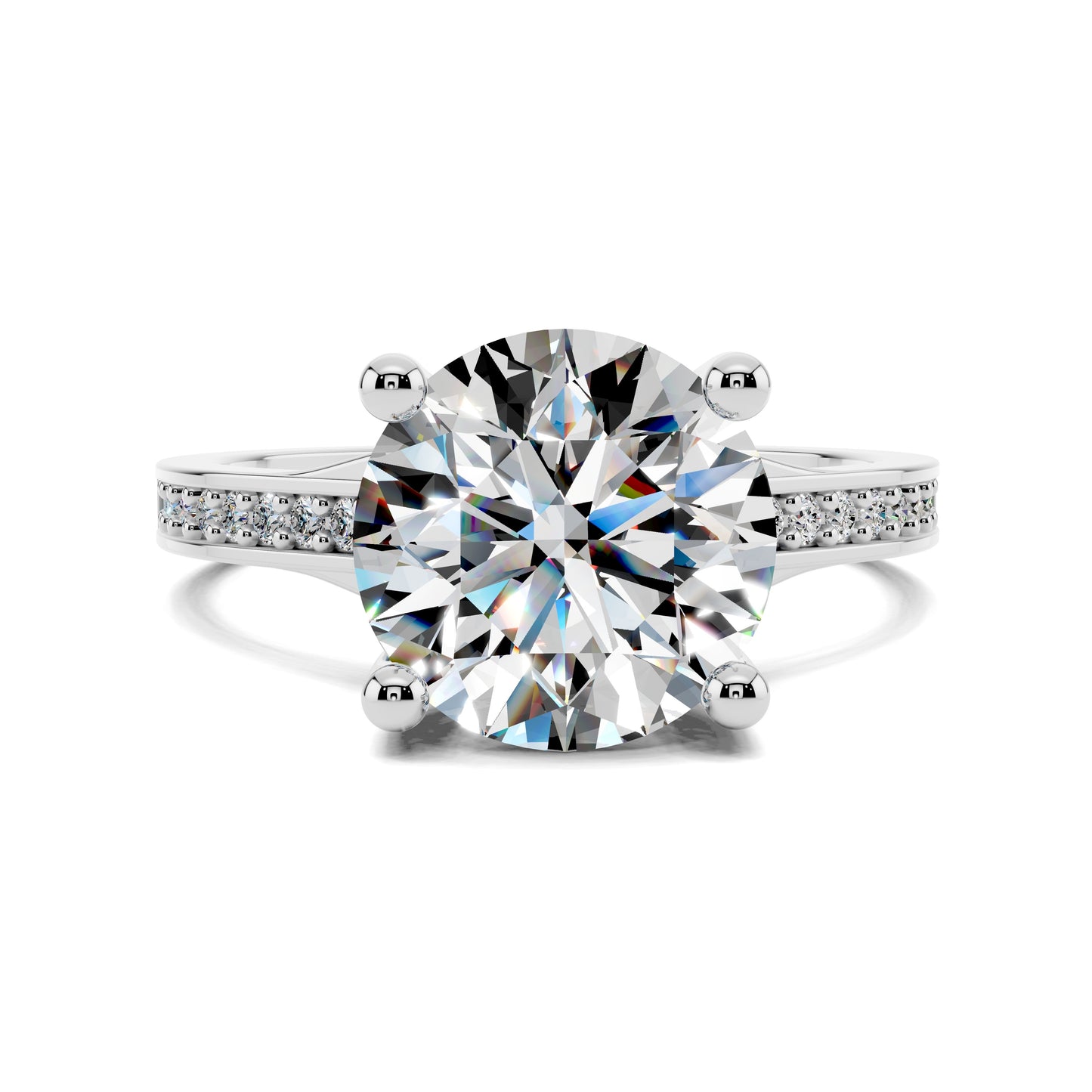 2.5 carat lab grown diamond engagement ring round cut pavé solitaire in gold by Opes & Co