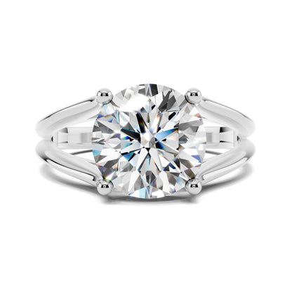2.5 carat lab grown diamond engagement ring round cut split shank solitaire in gold by Opes & Co