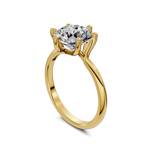 Brianna Round Three Stone with Pave Engagement Ring