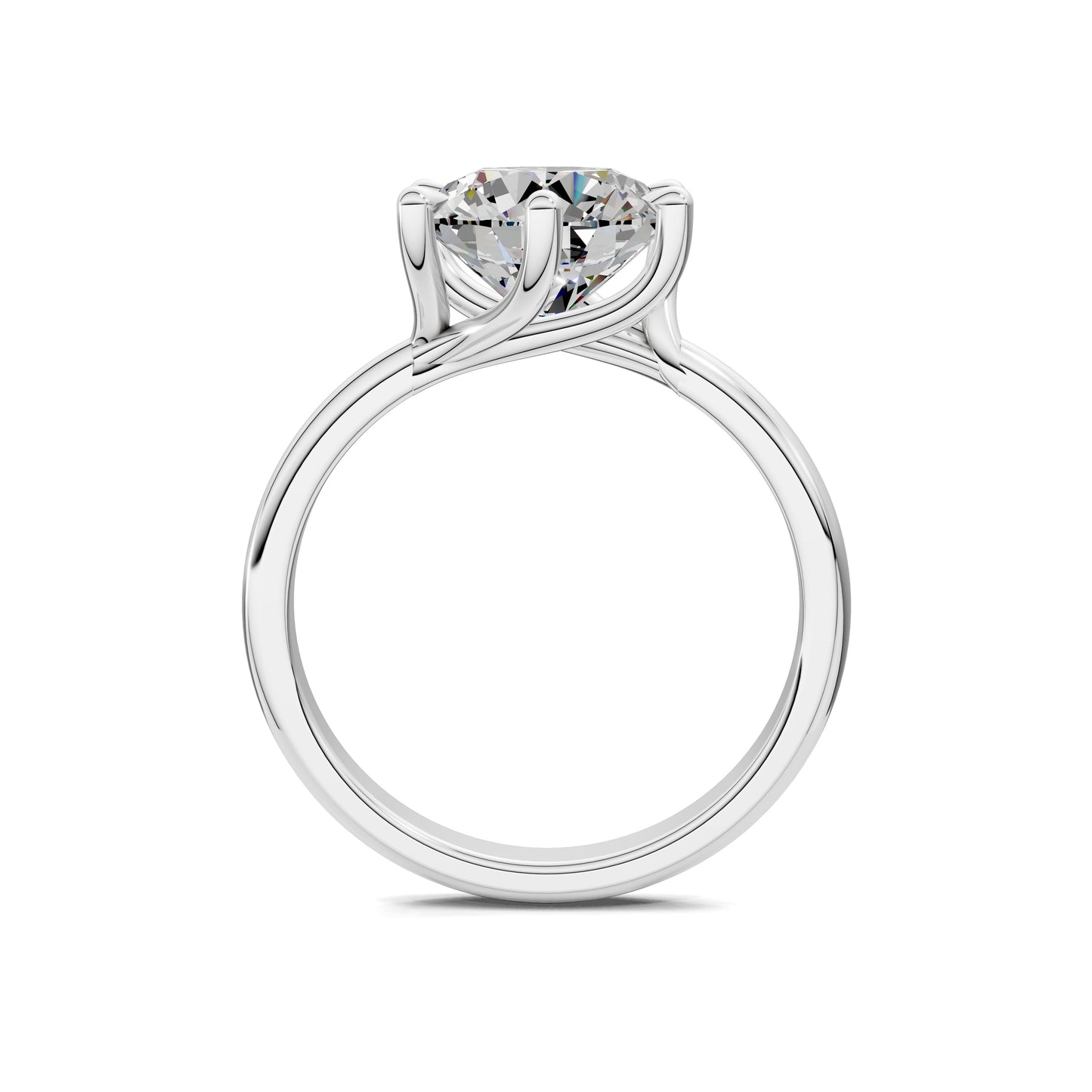 Brianna Round Three Stone with Pave Engagement Ring
