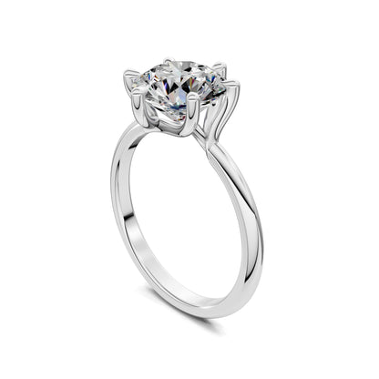 Brianna Round Three Stone with Pave Engagement Ring