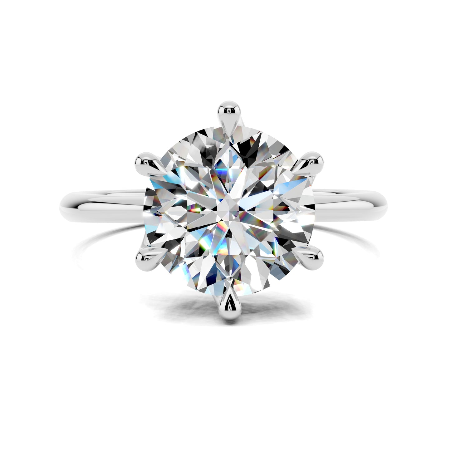 Brianna Round Three Stone with Pave Engagement Ring