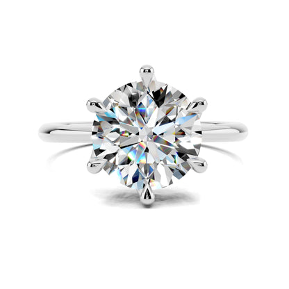 Brianna Round Three Stone with Pave Engagement Ring