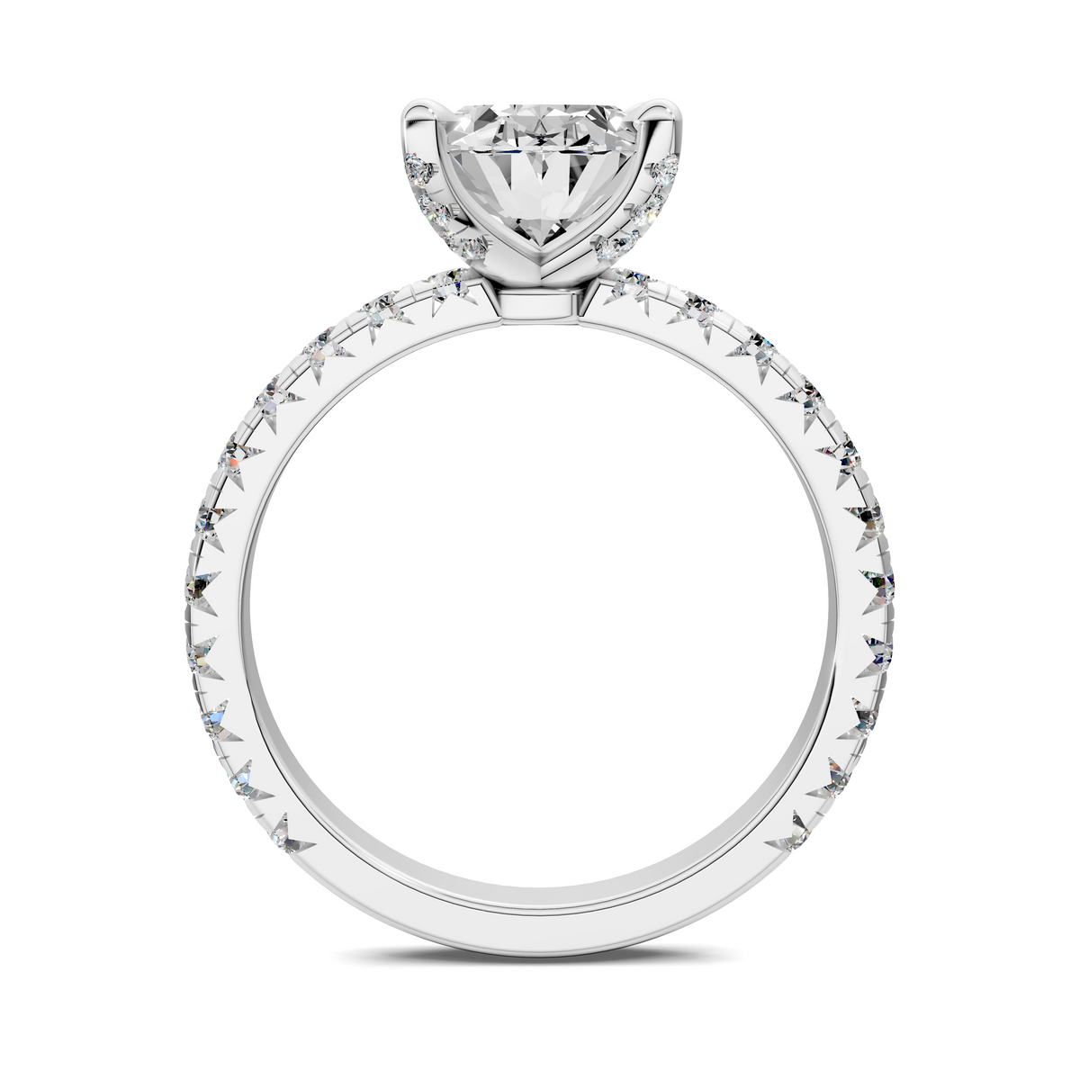 Opes Claw Accent Ring with round-cut center stone and pavé band