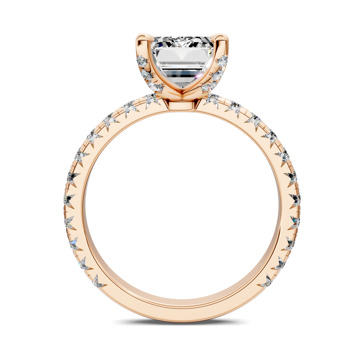 Opes claw accent ring in gold with a clear pear-cut center stone and pavé accents