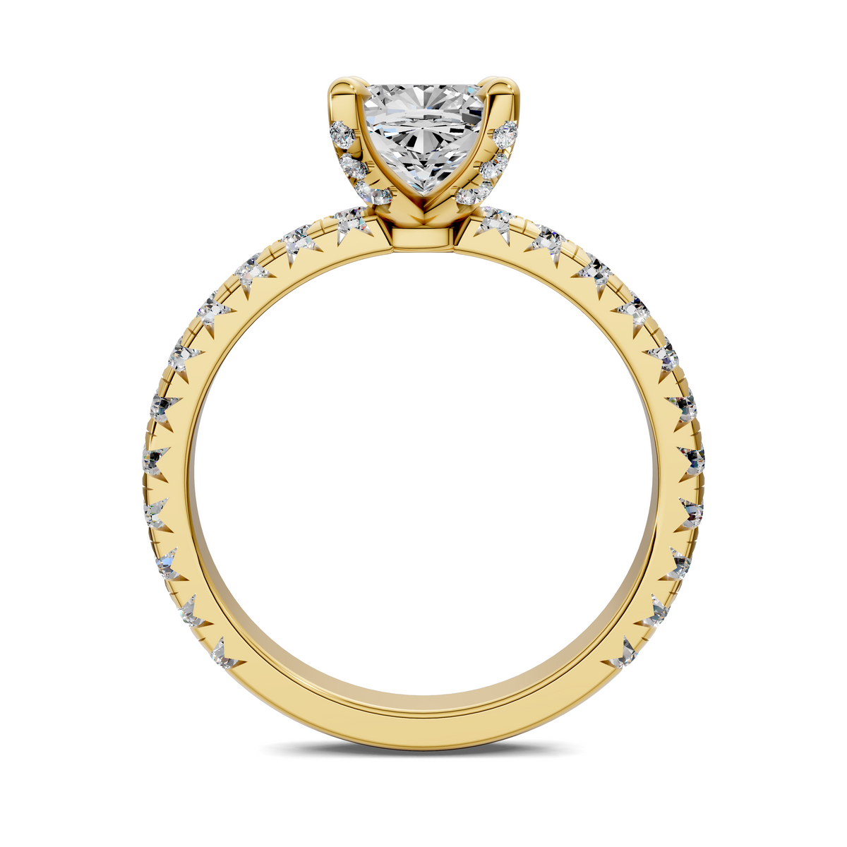 Opes claw accent ring in yellow gold with round center stone and accent stones