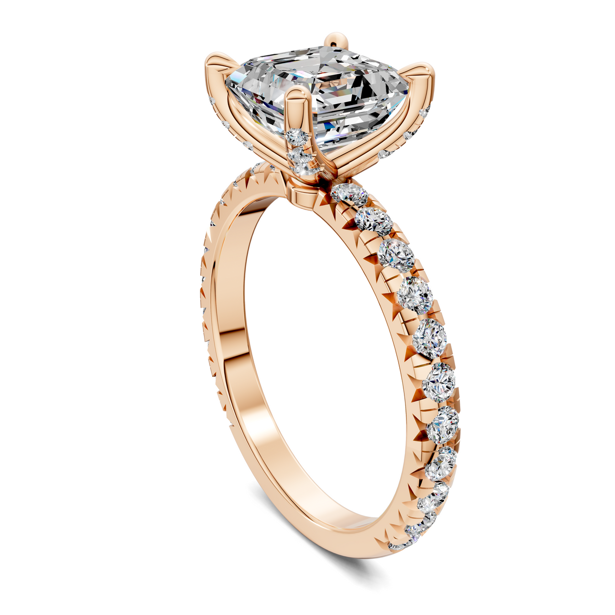 Opes Claw Accent Ring with oval clear stone and pavé band