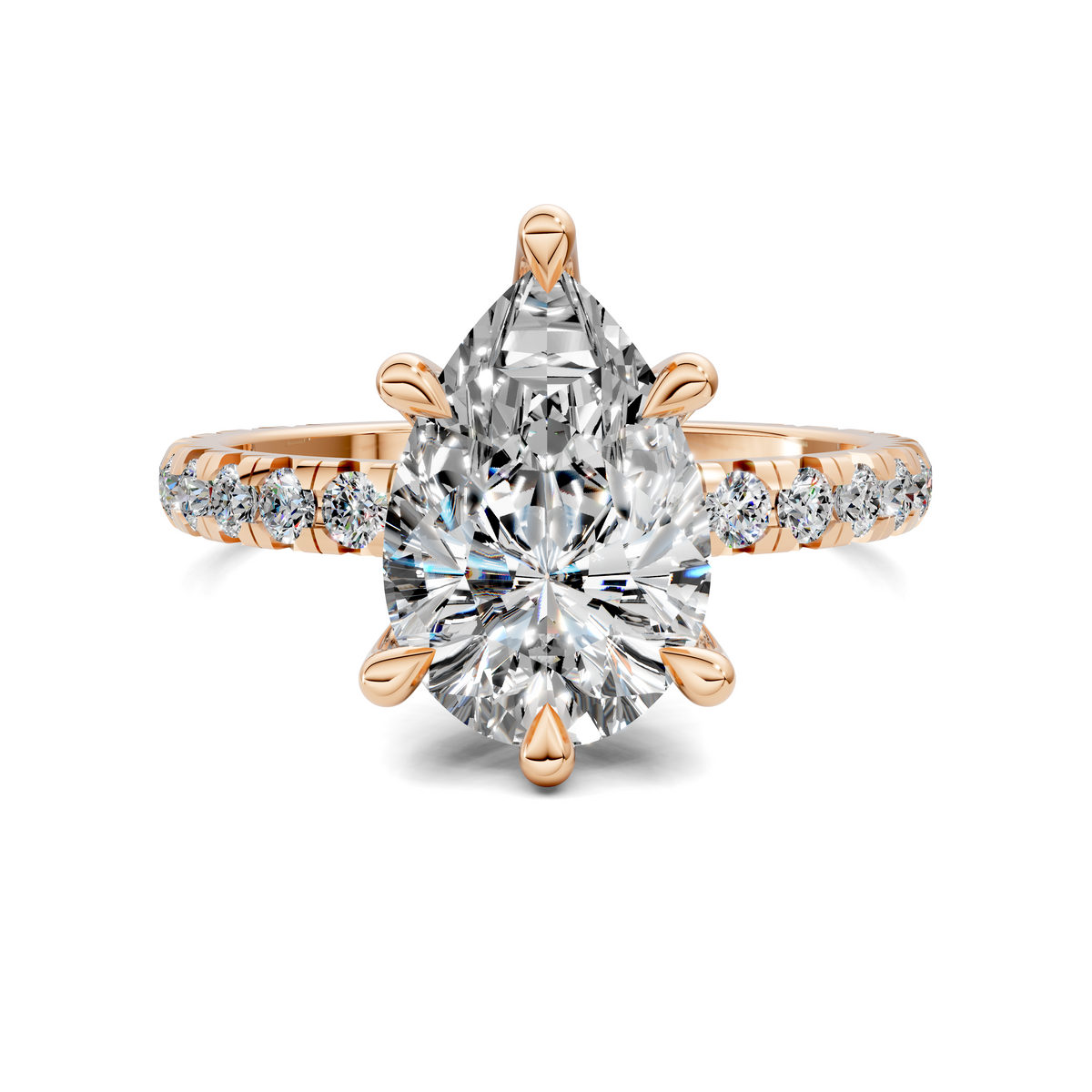 Yellow gold claw-set gemstone ring with round center stone and diamond halo