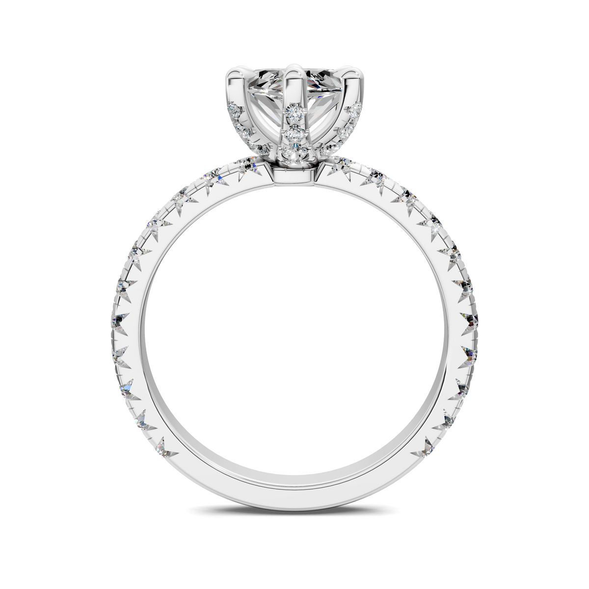 Opes claw accent ring in white gold with pavé-set band and prong setting