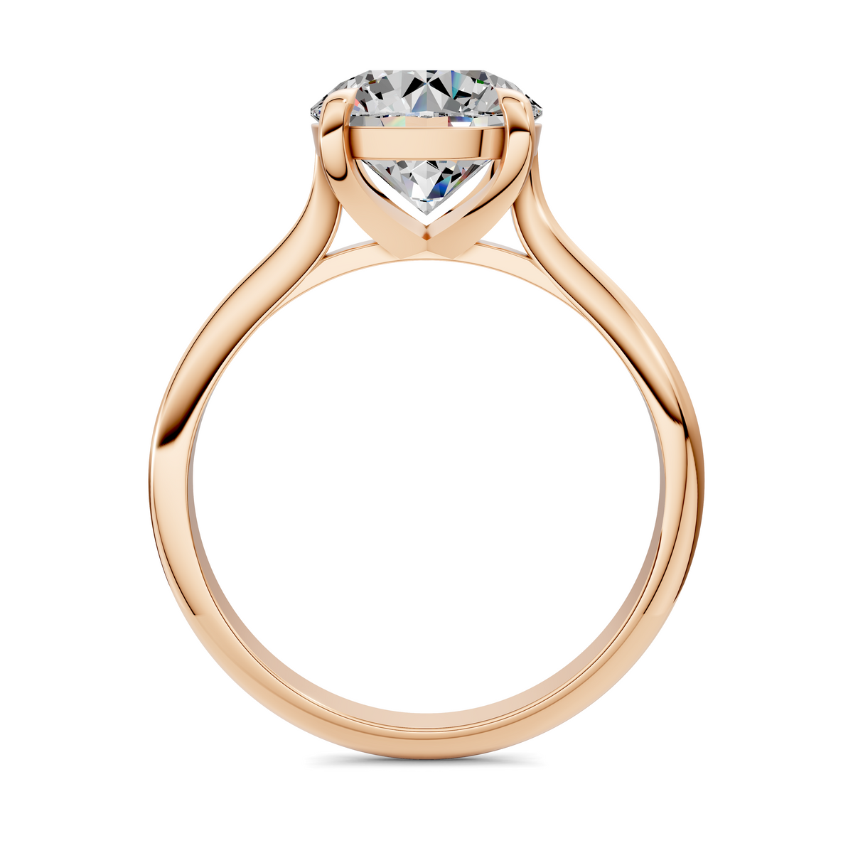 Rose gold solitaire ring with prong-set sparkling center gemstone