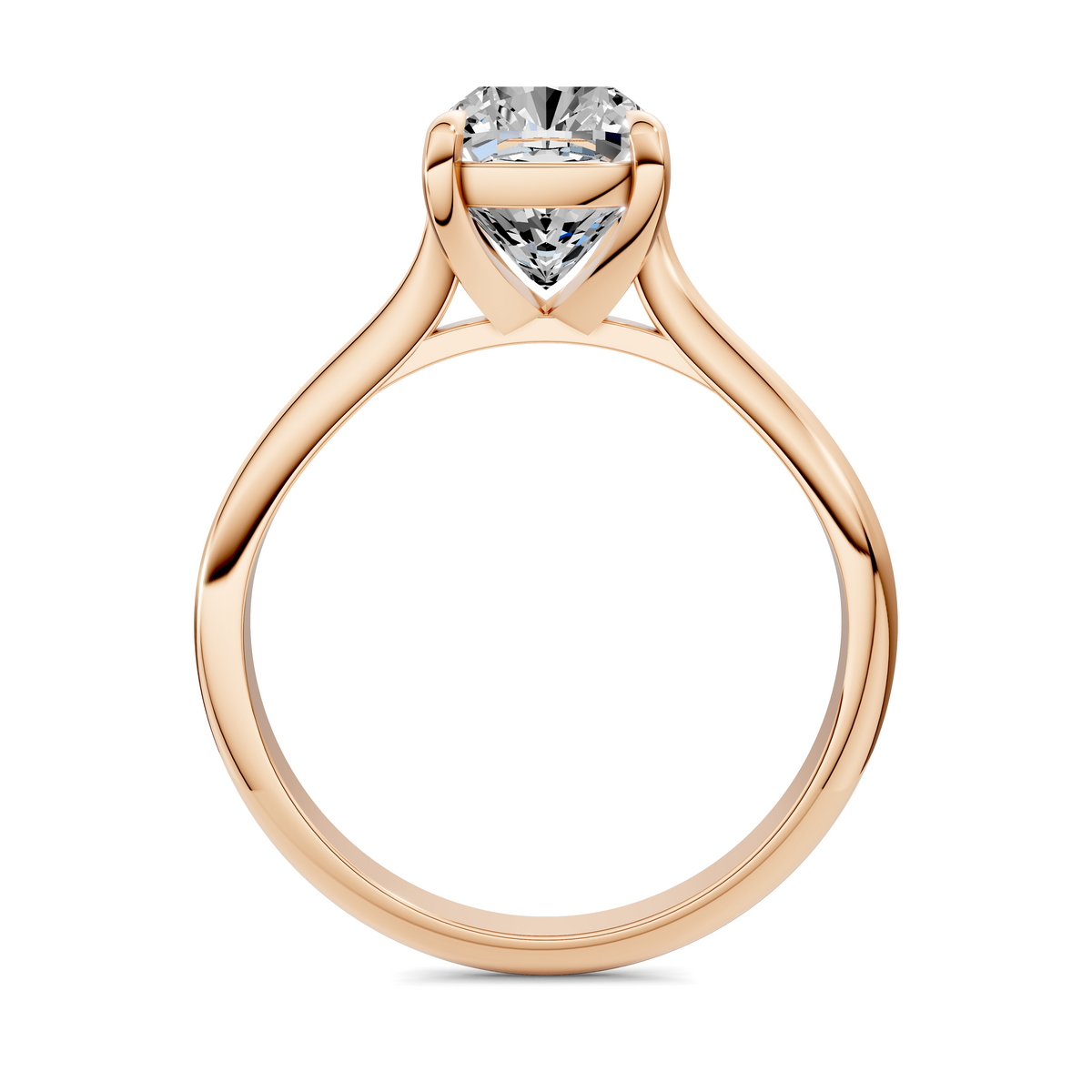 Opes solitaire ring in gold with round center stone and prong-set top view