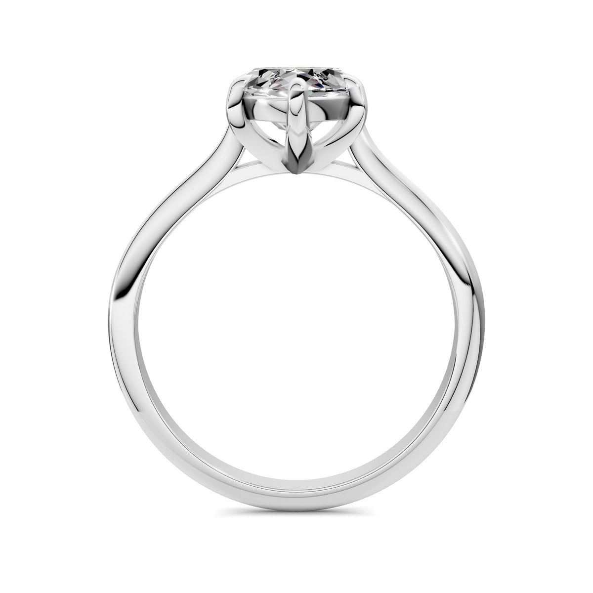White gold marquise solitaire ring with diamond, top prong setting