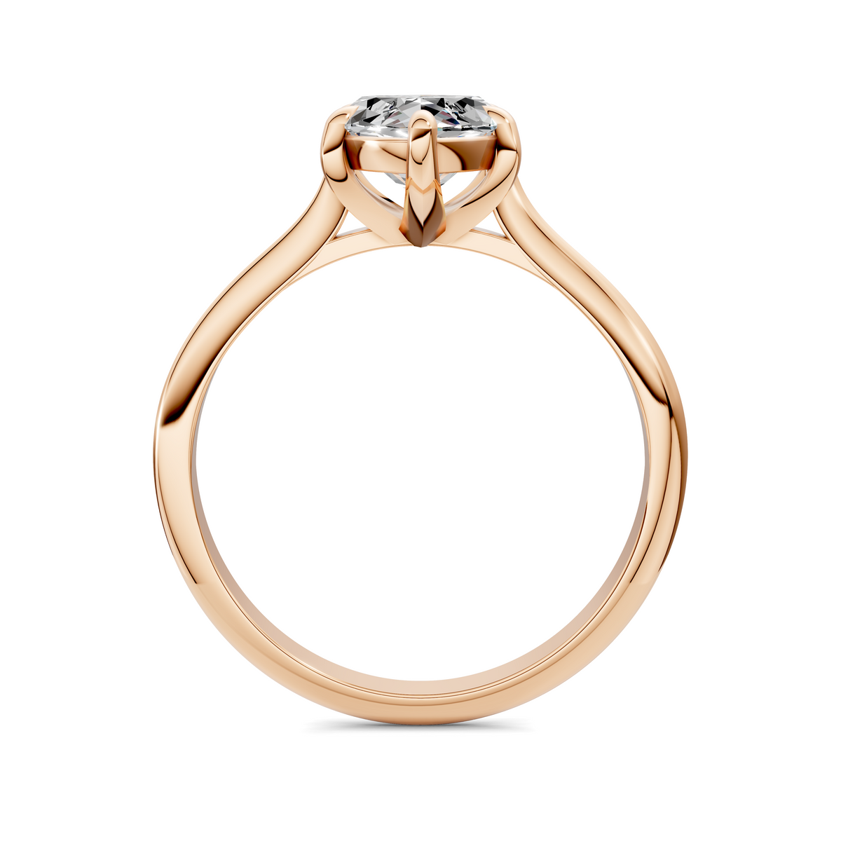 Opes solitaire ring in rose gold with oval center stone and four-prong setting