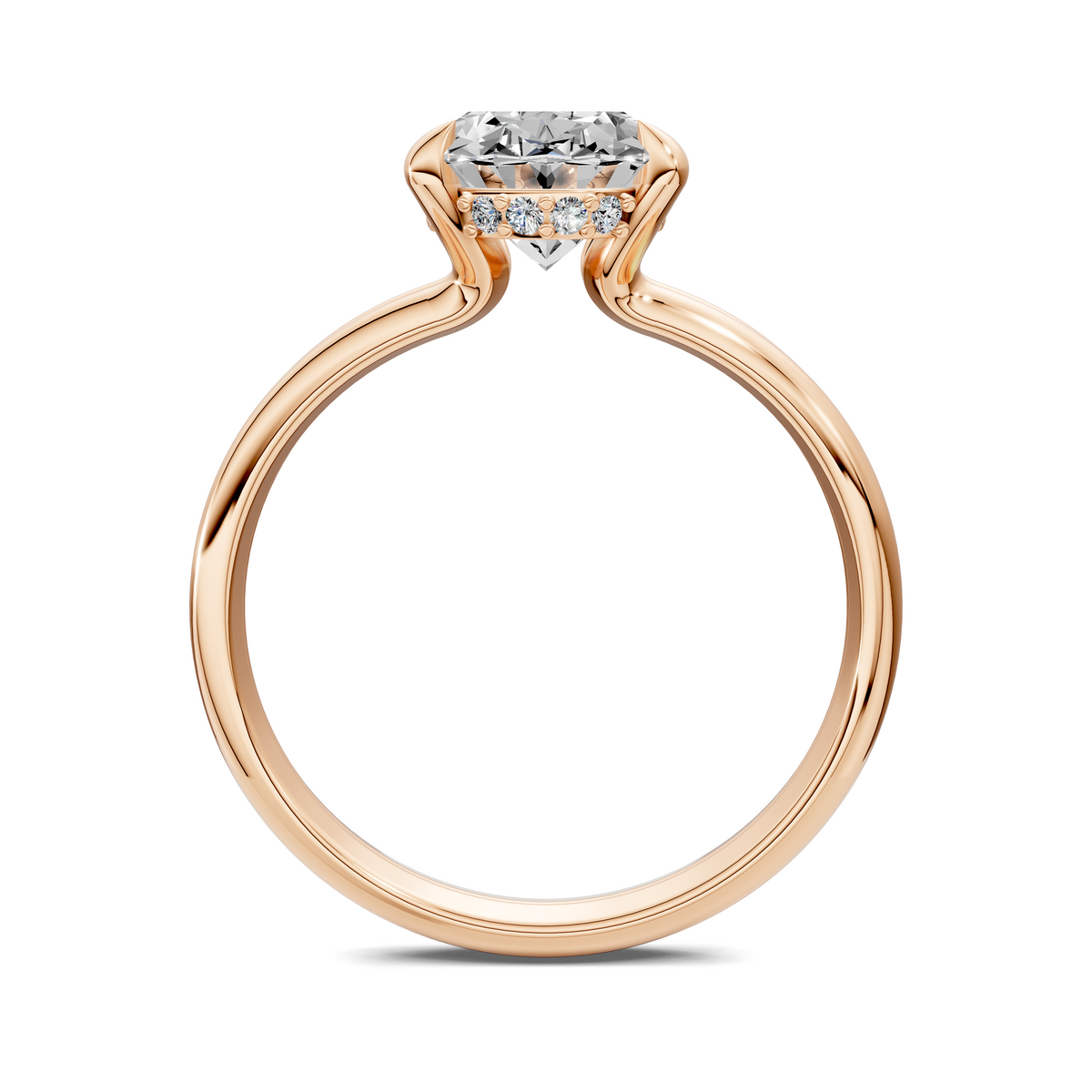 Opes split band ring with round center stone and pavé diamond accents