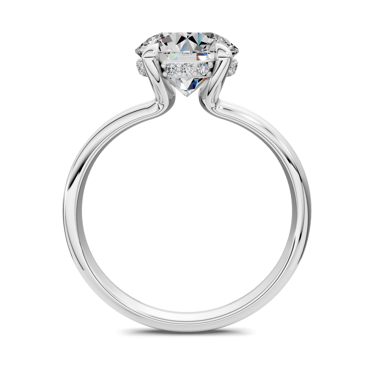 Split band ring with round diamond solitaire in white gold setting