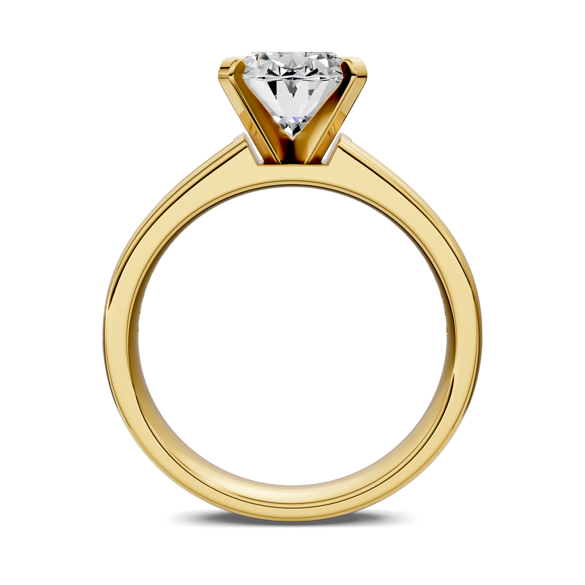 Yellow gold baguette channel ring with triangular center stone
