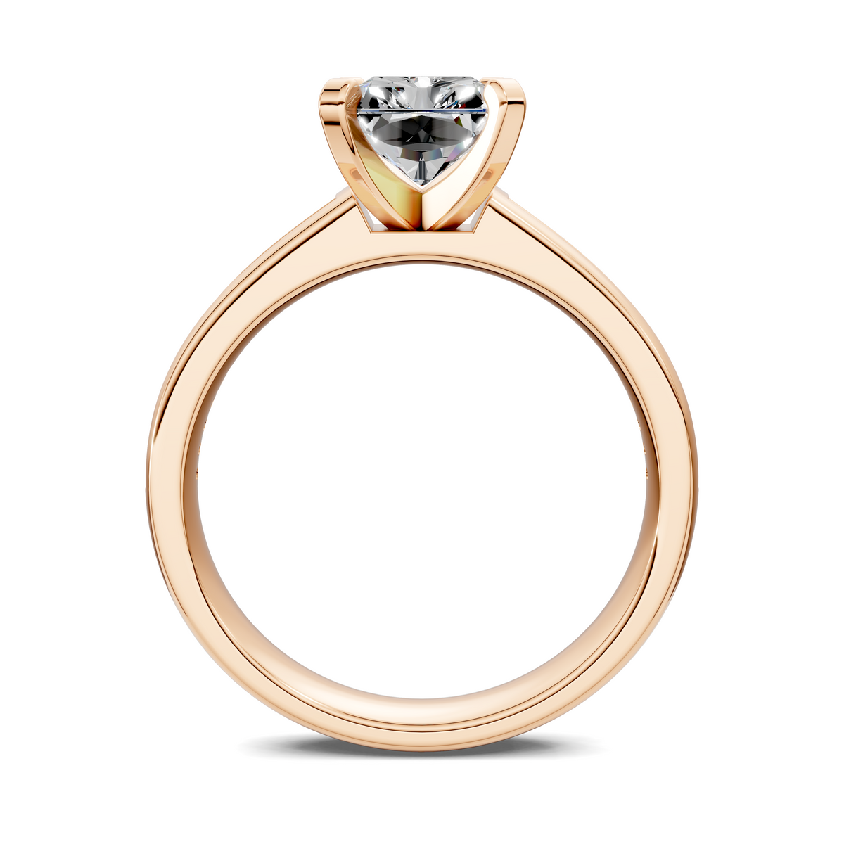 Opes baguette channel ring, rose gold band with central baguette stone