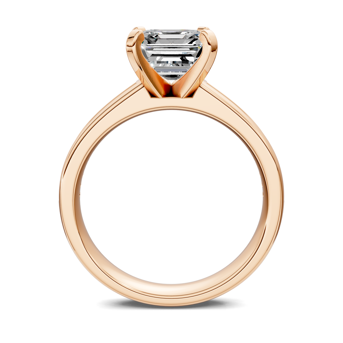 Opes baguette channel ring in rose gold with large baguette center stone