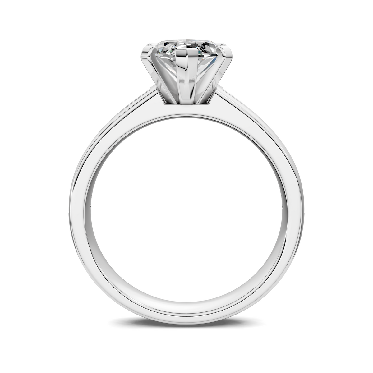 White gold marquise diamond ring with geometric prong setting
