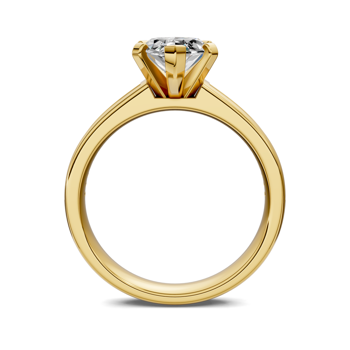 Yellow gold marquise diamond ring with geometric prong setting