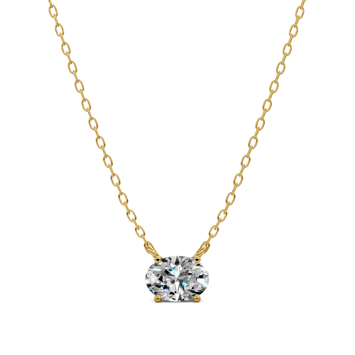 East West Solitaire Oval Diamond Pendant
