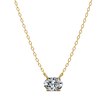 East West Solitaire Oval Diamond Pendant