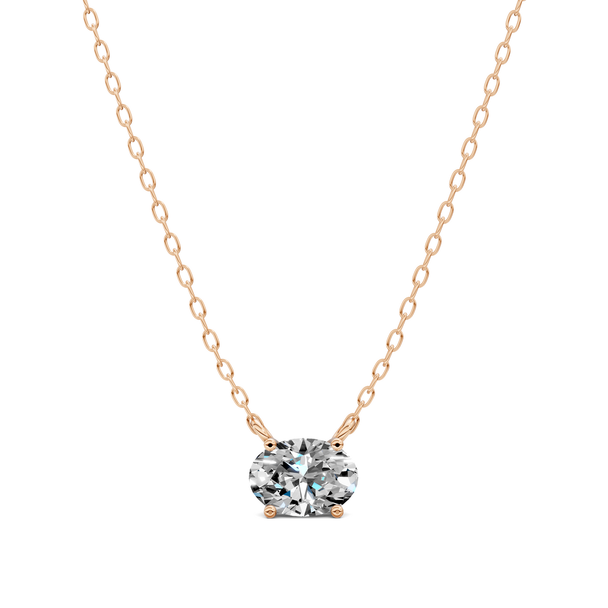 East West Solitaire Oval Diamond Pendant