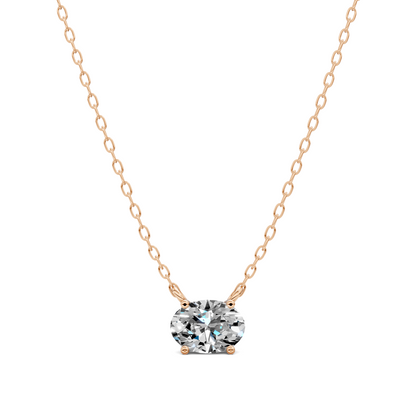 East West Solitaire Oval Diamond Pendant