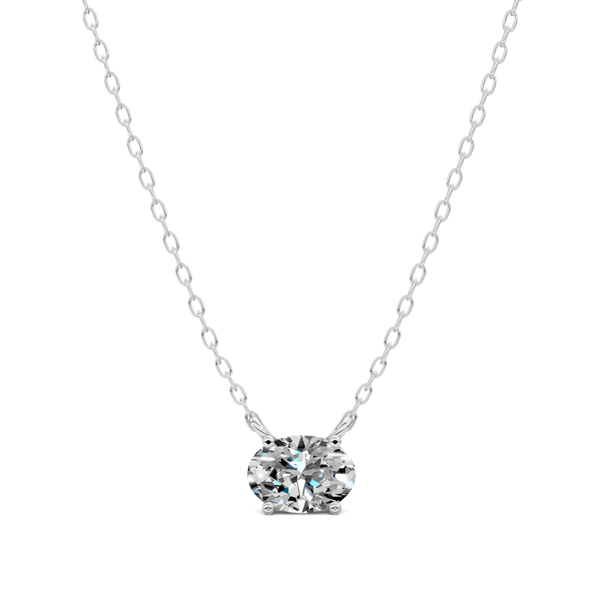 East West Solitaire Oval Diamond Pendant